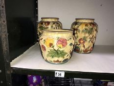 3 Wood's Indian tree pattern vases