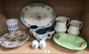A quantity of pottery including Denby Greenwheat tea set, a Beswick salad bowl, Losol ware etc.