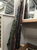 A quantity of assorted fishing items including approximately 10 fishing rods, reels etc.