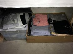 2 boxes of Roames & Seekers ladies and gents clothing including shirts, trousers etc.