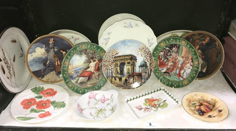 A mixed lot of plates and dishes including Limoges, Portmerion, Aynsley etc,