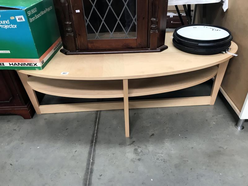 An oval coffee table