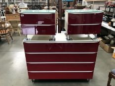 A modern 4 drawer chest and a matching pair of bedside cabinets