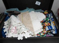 A box of linen, lace, gloves, handkerchief's etc.