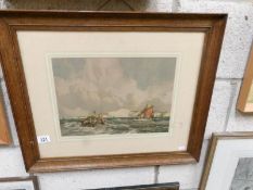 A framed and glazed seascape signed W Hams.
