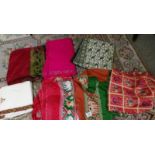 5 Indian sari's in various colours and 2 shawls.