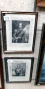 A pair of framed and glazed engravings of military figures.