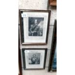 A pair of framed and glazed engravings of military figures.