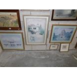 3 framed and glazed architectural prints.