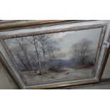 A John Caesar Smith (1930) framed oil on canvas of pheasants in a winter landscape, signed.