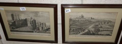 A pair of framed and glazed engraving of Westham Castle and Durham.
