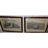 A pair of framed and glazed engraving of Westham Castle and Durham.