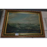 A J Doria 20th century framed British oil on board painting of a steam ship crossing the channel.