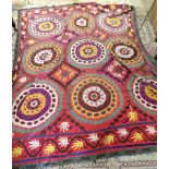 An antique middle eastern bedcover/wall hanging, 200 x 250 cm.