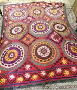 An antique middle eastern bedcover/wall hanging, 200 x 250 cm.