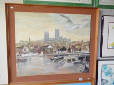 A 20th century painting of Lincoln Brayford signed Olive M Thickett.