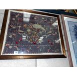 An early framed and glazed tapestry featuring parrot and other birds.