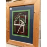 A pine framed and glazed abstract study signed Jonathon '99, 1 of 1.