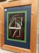 A pine framed and glazed abstract study signed Jonathon '99, 1 of 1.