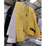 Approximately 14 ladies jackets in various styles and sizes.