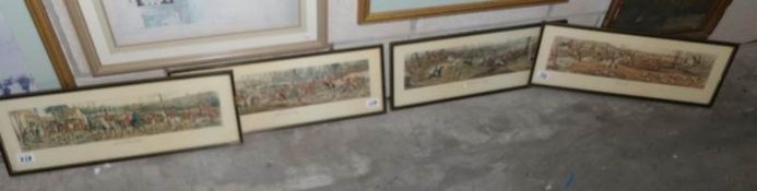 A set of 4 framed and glazed hunting prints.