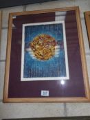 A framed and glazed limited edition abstract print, signed J Nathan '99.