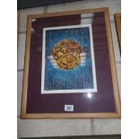 A framed and glazed limited edition abstract print, signed J Nathan '99.