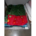 A large box of assorted sari's etc.