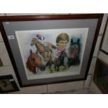 A framed and glazed horse racing print.