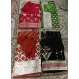 4 Indian sari's complete with tops in various colours.