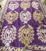 An antique embroidered bed cover, 240 x 180 cm.