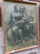 A framed 1970's Leonard Da Vinci print - The cartoon print of mothers with babies.