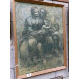 A framed 1970's Leonard Da Vinci print - The cartoon print of mothers with babies.