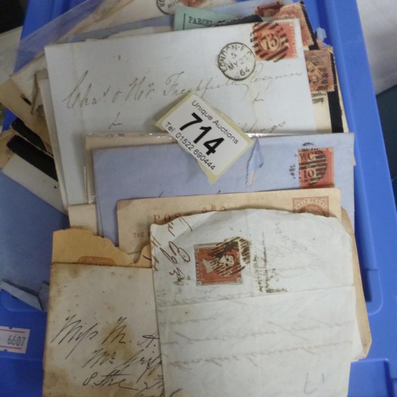 A plastic drawer of postal history - many Victorian stamped envelopes - 1d reds and lilacs - Image 2 of 2