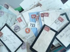 A file box full of mainly Victorian stamped letters 1d reds,