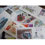 73 GB covers in album and envelope - 4 coin FDC's Wembley soccer covers etc.