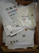 A large quantity of album pages with stamps and stamps on paper