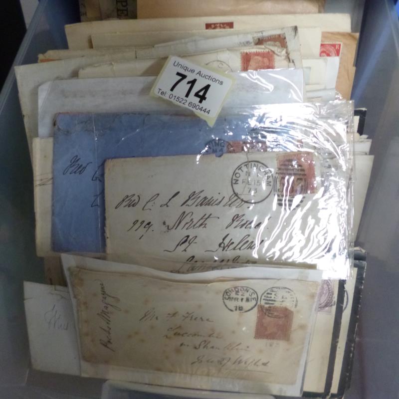 A plastic drawer of postal history - many Victorian stamped envelopes - 1d reds and lilacs