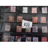 A small folder of GB and Commonwealth Victorian stamps including 4 1d red and 2 blocks x 4 unused