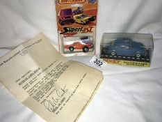 A boxed Dinky 129 Volkswagen and catalogue also a Matchbox 75 Superfast no.