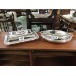 2 silver plate tureens