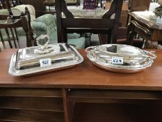 2 silver plate tureens