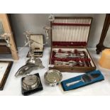 A boxed canteen of cutlery & other silver plate