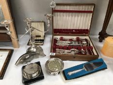 A boxed canteen of cutlery & other silver plate