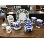 8 Pieces of Ringtons blue & white ware, Ringtons Elizabeth II Golden Jubilee lidded jar,