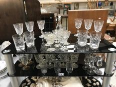 A quantity of glasses including vintage & a decanter