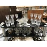 A quantity of glasses including vintage & a decanter