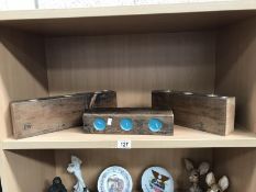 3 Wooden candle holders