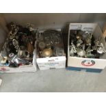 A large quantity of sporting trophies (mostly lawn bowls) and a quantity of glasses etc.