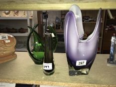 3 art glass vases